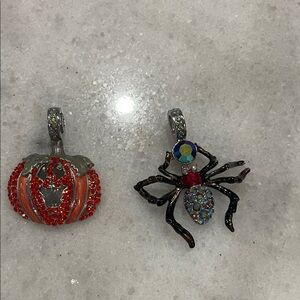 Halloween Pumpkin and Spider Pendant Set